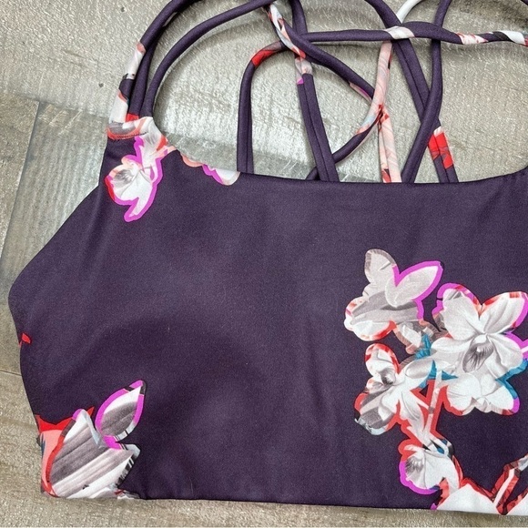 ATHLETA Hyper Focused Purple Floral Sports Bra size Small - Picture 2 of 10